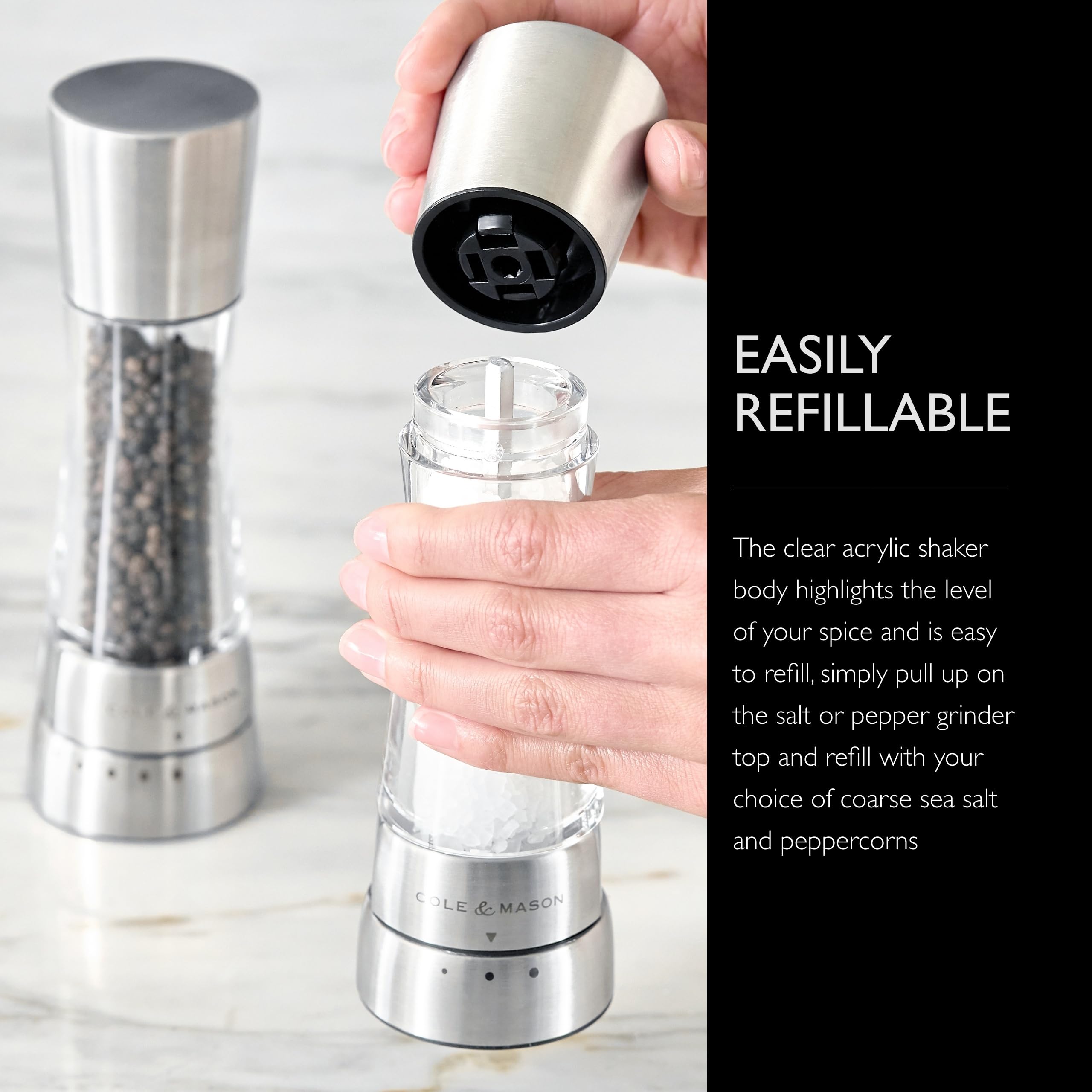 Cole and Mason Derwent mills keep spices fresh by protecting from moisture and dust.