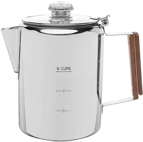 COLETTI Bozeman Percolator top view with glass lid to monitor brew