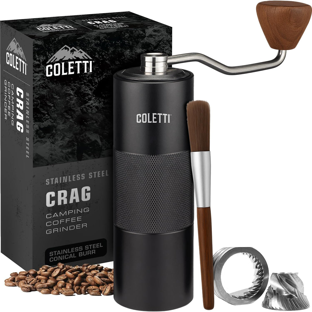 COLETTI Crag exterior shows rugged black finish, built for camping adventures.