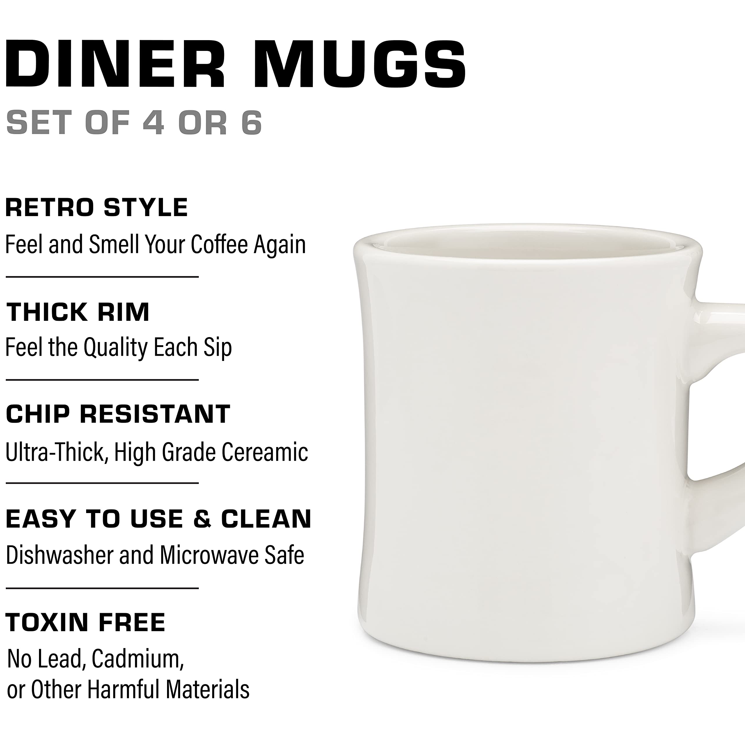 COLETTI Diner Mug cream 11oz side view ideal for everyday beverages