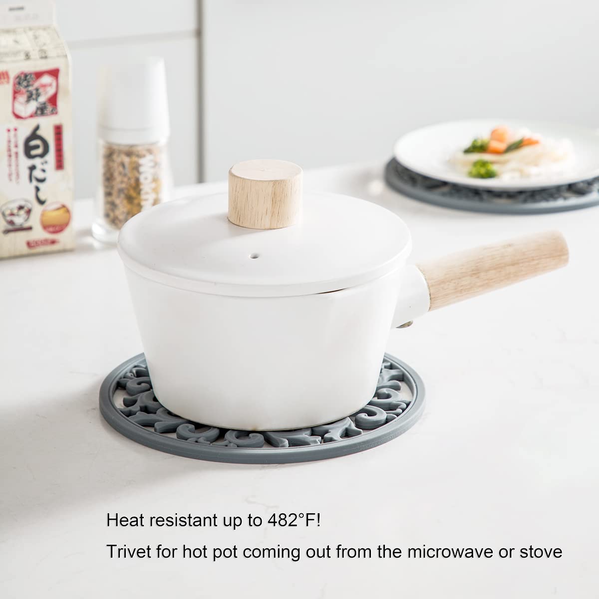 Colinda teal silicone trivet demonstrates non-slip grip for hot pots and pans
