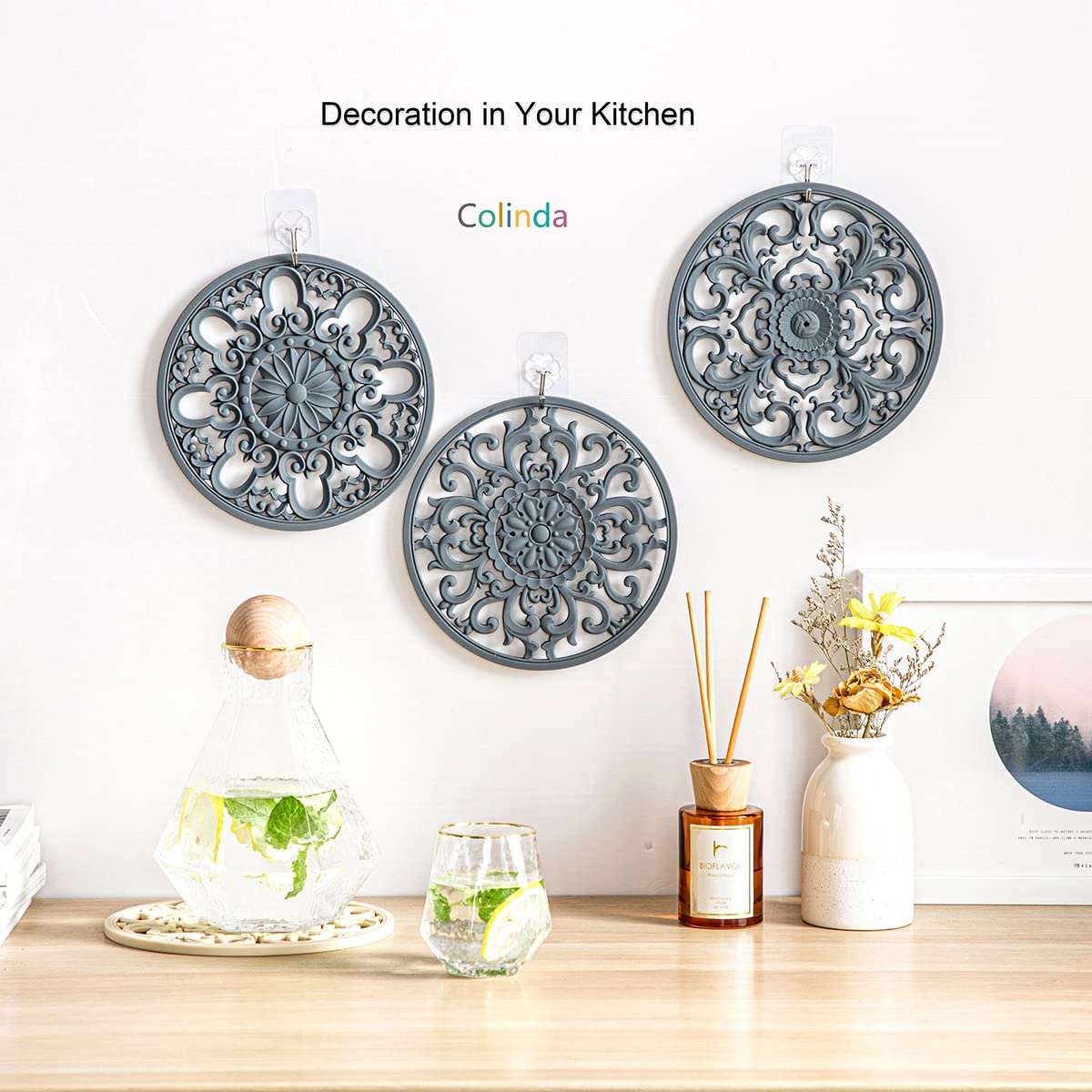 Colinda silicone trivet in teal withstands heat up to 482 degrees Fahrenheit