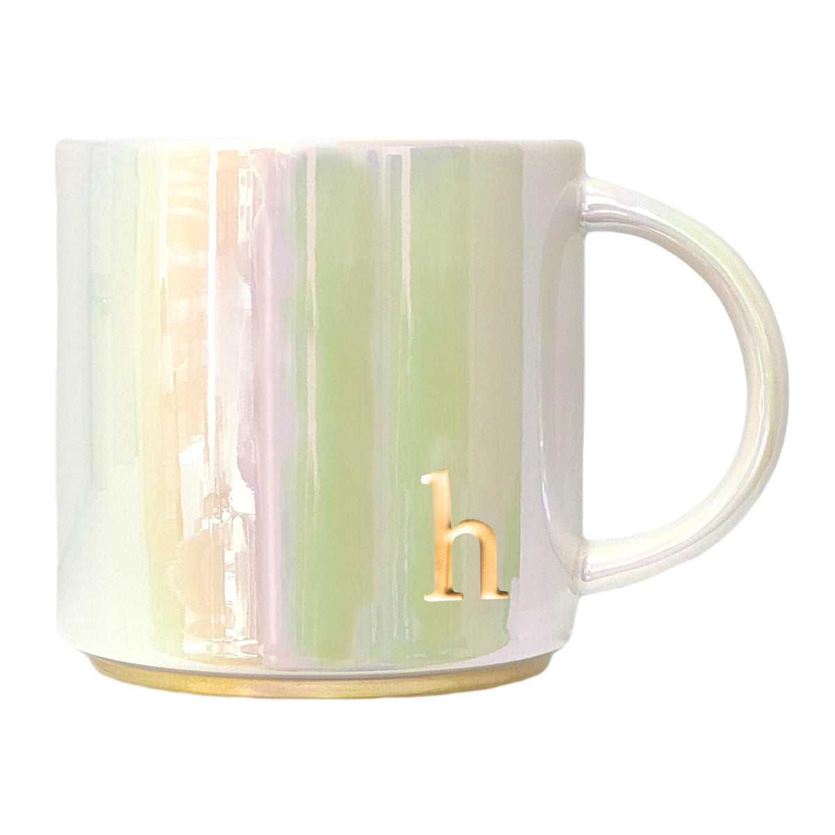 COLLECTIVE HOME ceramic coffee mug with iridescent finish showing shifting colors for a premium look