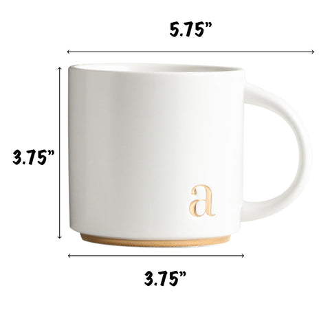COLLECTIVE HOME elegant alphabet tea mug with gold trim closeup, refined tea companion