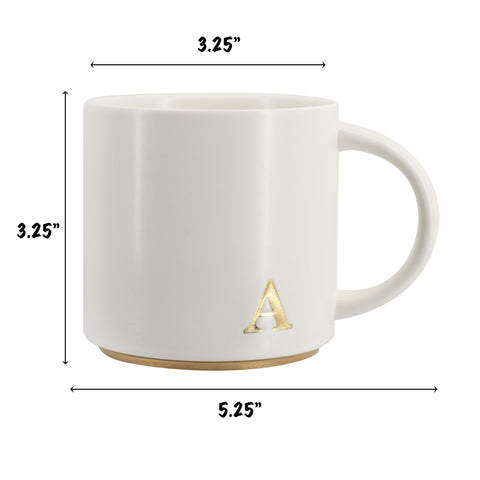 COLLECTIVE HOME gold-plated lettering mug with monogram elevates morning coffee.