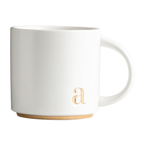COLLECTIVE HOME monogram 15oz mug with golden initial, ideal for a stylish morning coffee