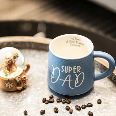 COLLECTIVE HOME Super Dad mug on kitchen counter with warm drink