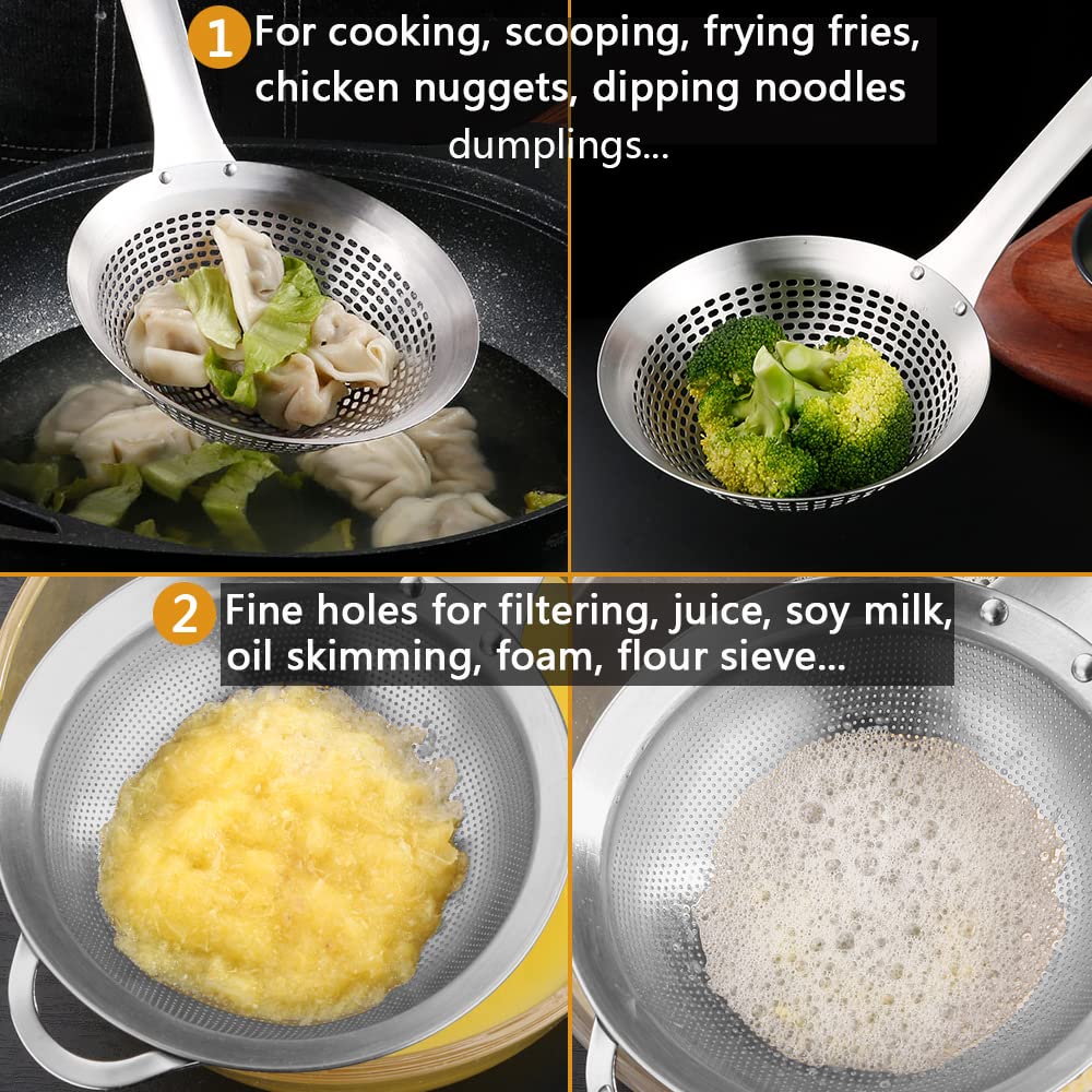 Collfa 588-holes slotted colander for even drainage during frying prep