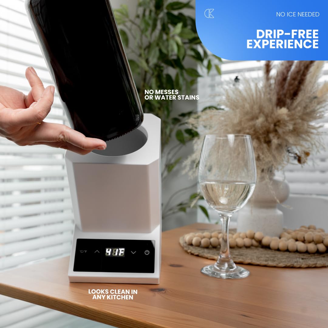 Collier Kitchen iceless wine chiller design for clean, mess-free cooling.
