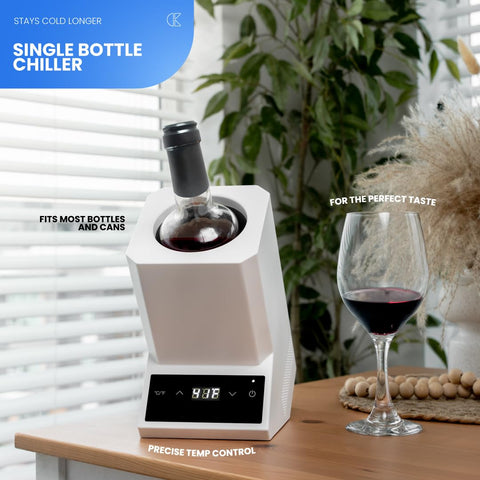 Collier Kitchen slim, space-saving wine cooler fits neatly on countertops.