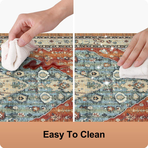 Collive Boho Kitchen Mats 2PCS pattern detail with boho floral medallion