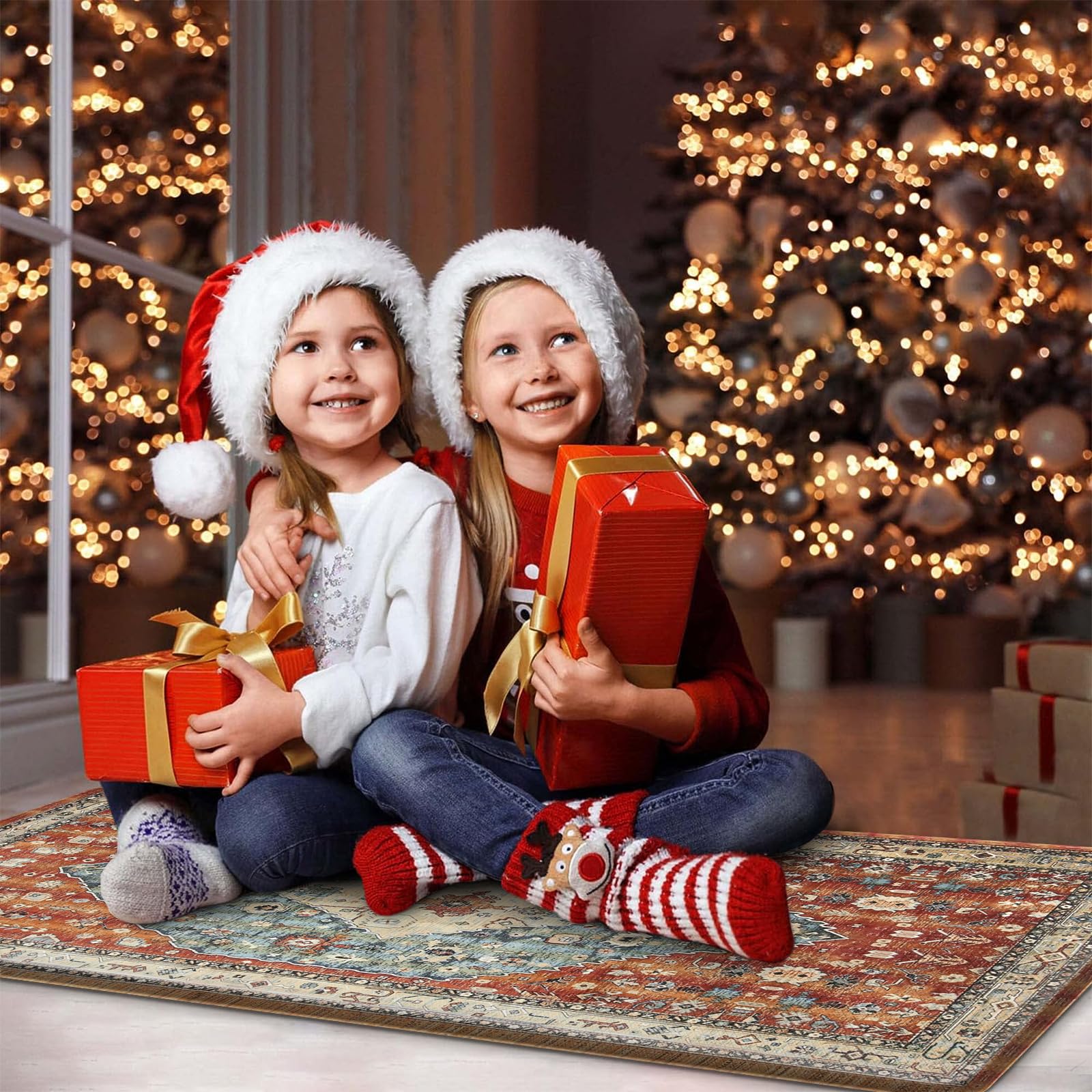 Collive Boho Kitchen Mats 2PCS two-size set for versatile room coverage