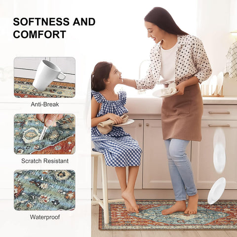 Collive Boho Kitchen Mats 2PCS close-up showing 0.47 inch thickness
