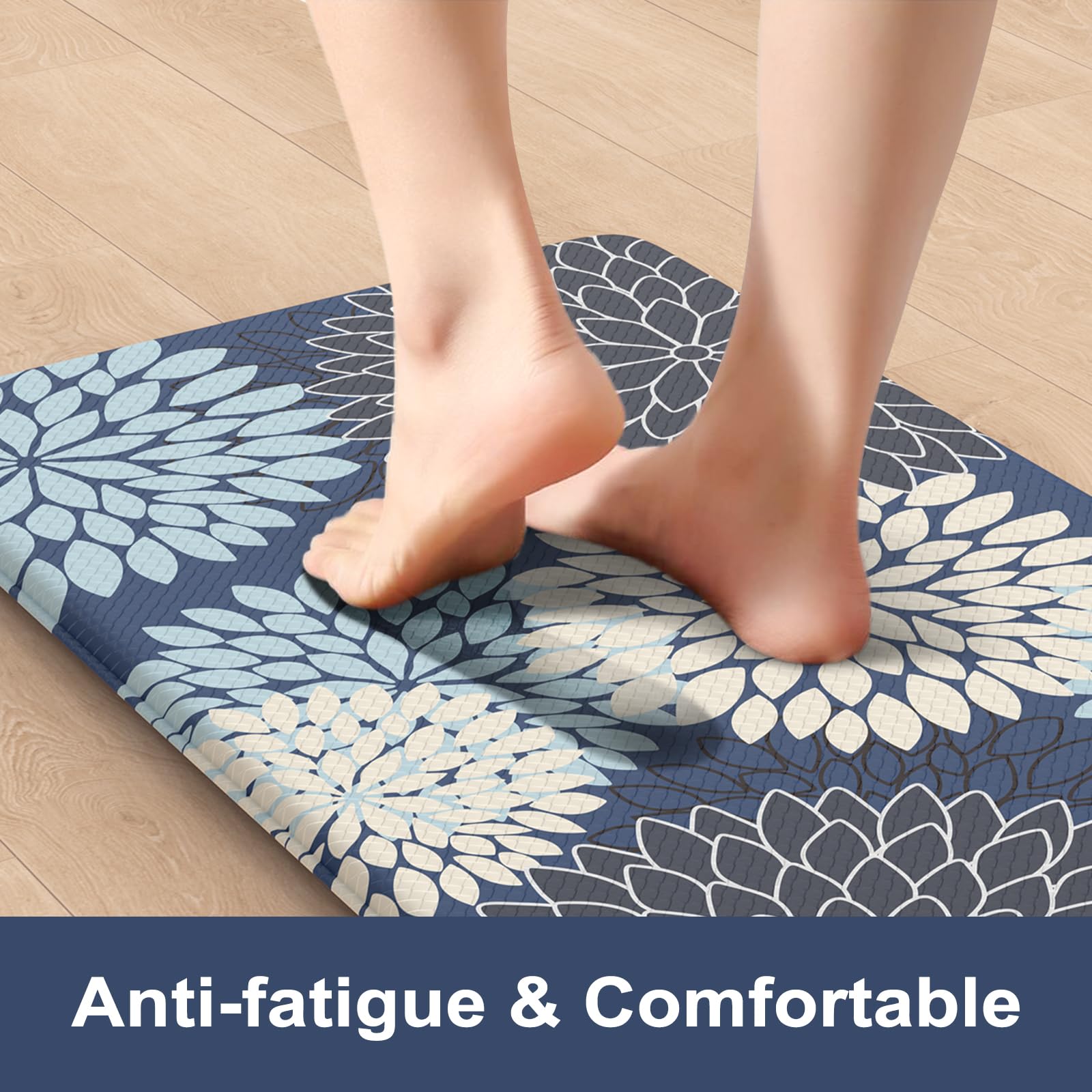 Collive boho kitchen rug with non-slip backing keeps mats secure on floors.