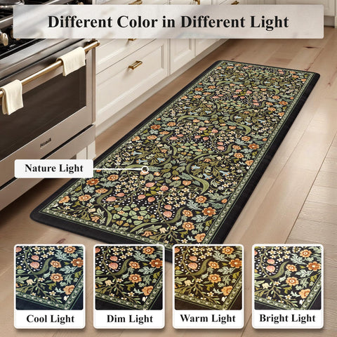 Collive black color kitchen mat blends with any decor and space.
