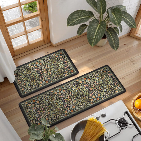 Collive anti-fatigue rug stays in place on various floors due to non-slip backing.