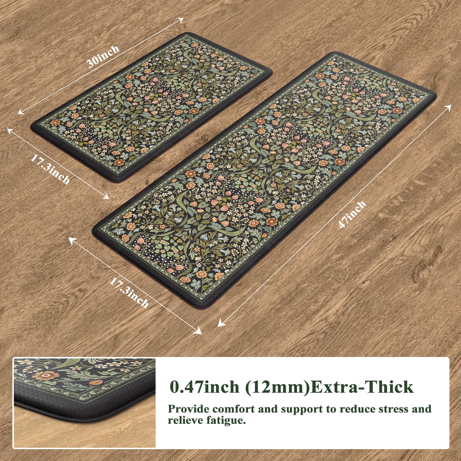 Collive anti-slip kitchen mat with textured surface keeps you steady on wet floors.