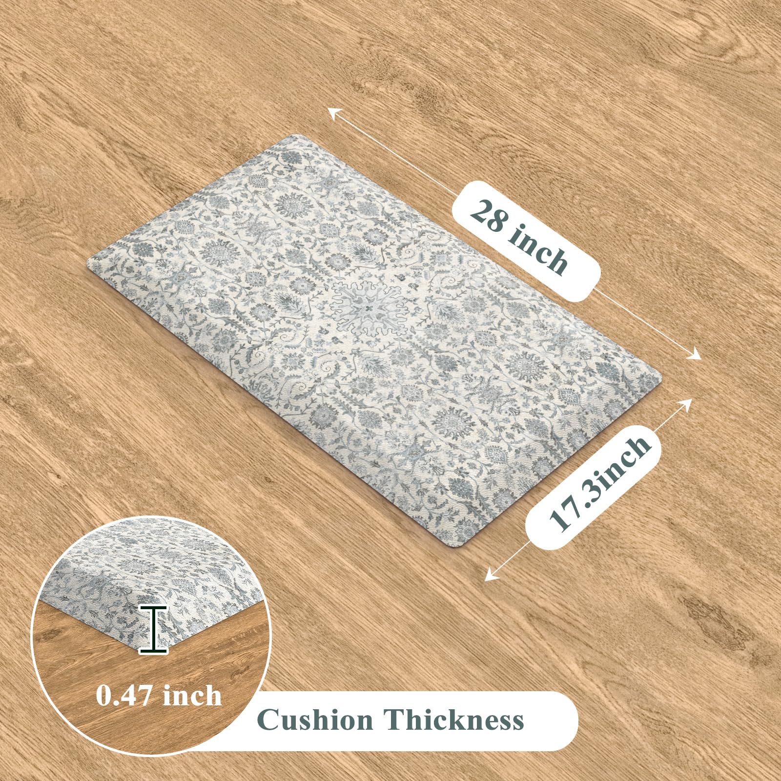 Collive light blue kitchen mat brightens rooms while absorbing fatigue
