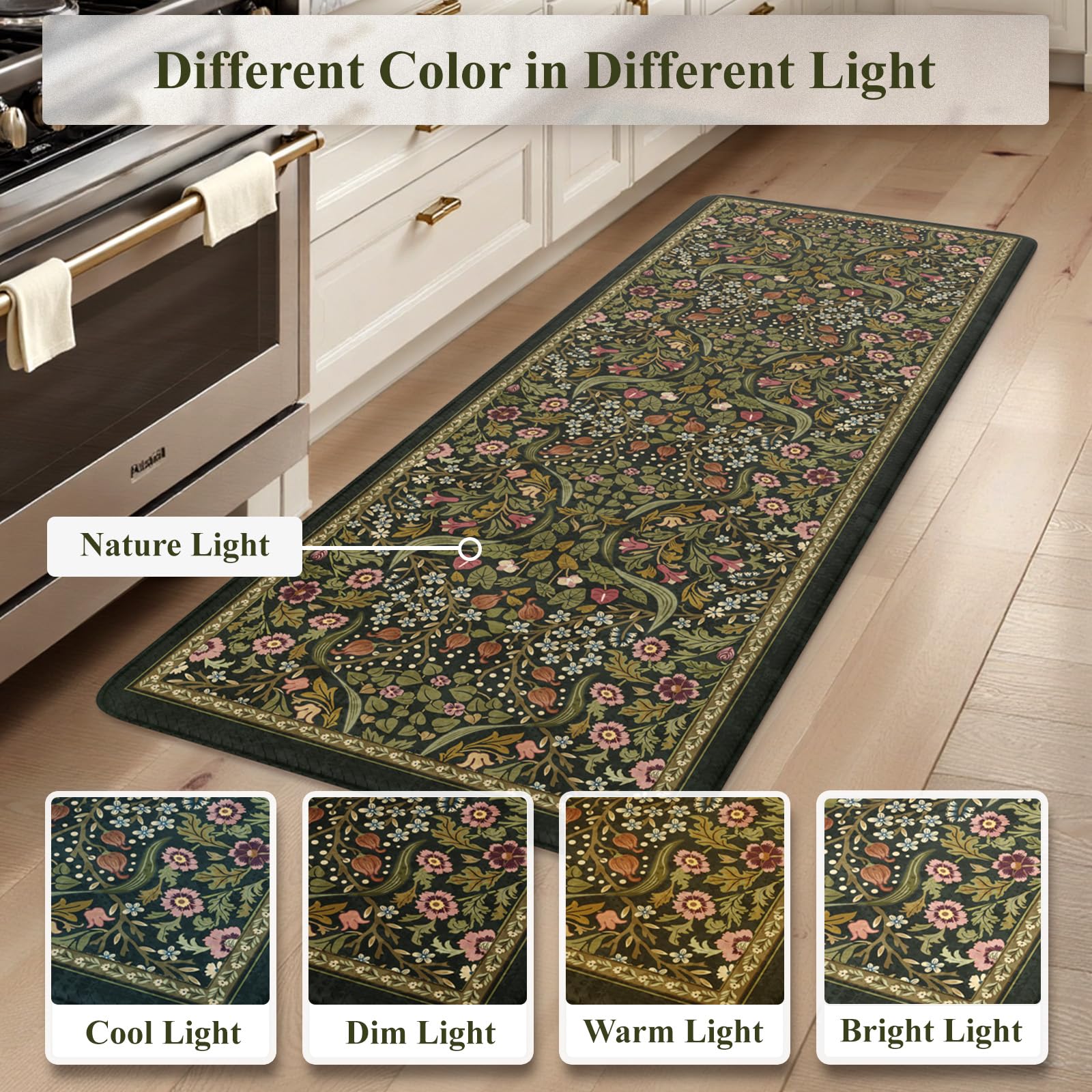 Collive multiroom floral mat; lifestyle shot highlighting adaptable design.