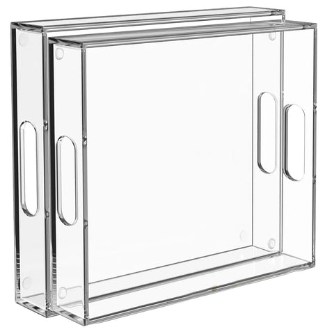 Collwait 2-pack serving trays in clear acrylic shown together for versatile catering.