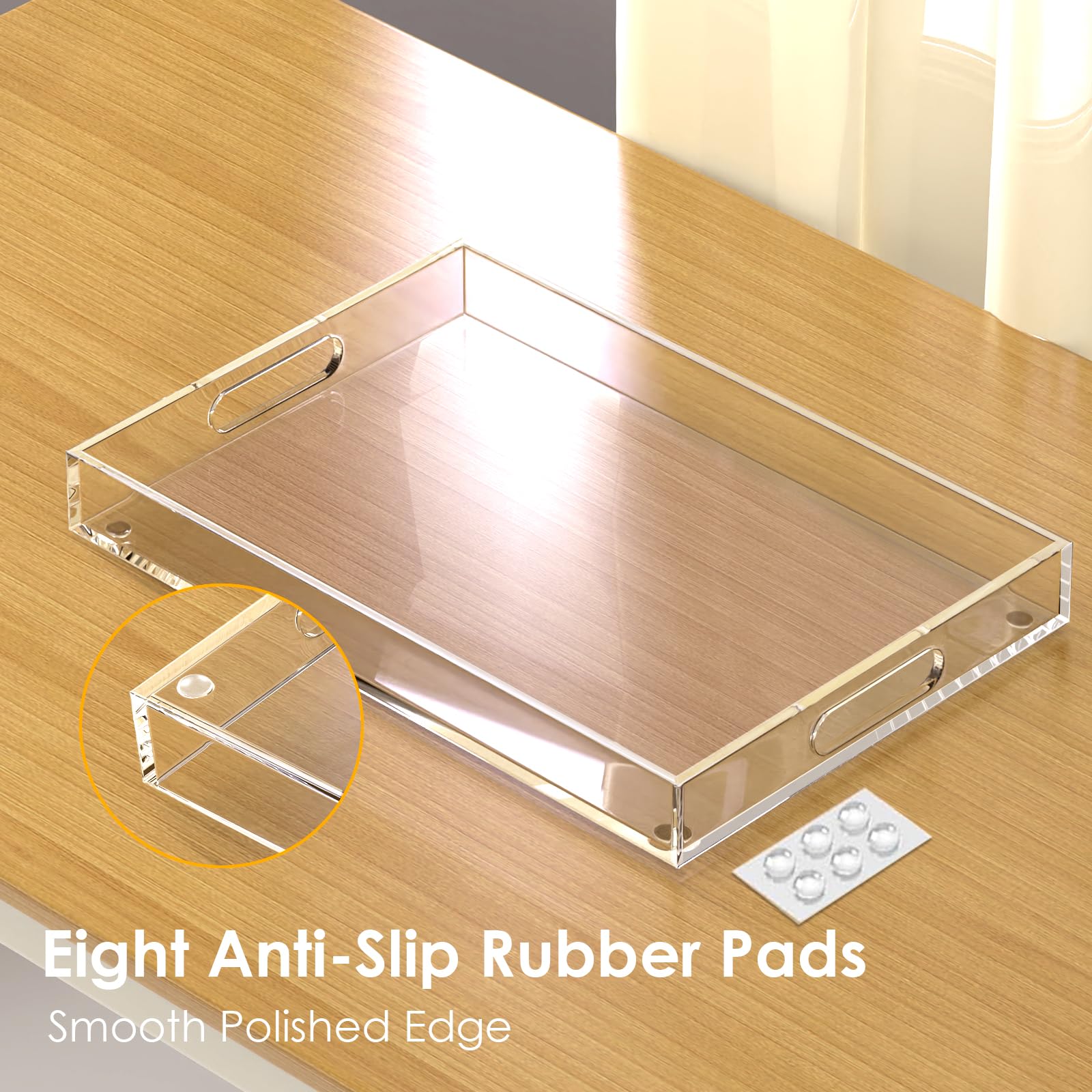 Collwait tray bottom anti-skid pads prevent slips and protect furniture.
