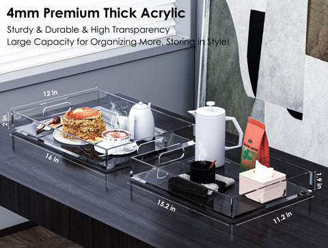 Collwait tray with oval handles in clear acrylic for easy, stable transport.