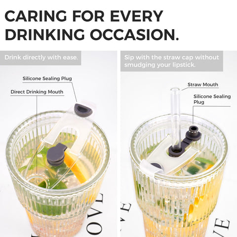 Colnic glass straw included emphasizes reusable sipping option.