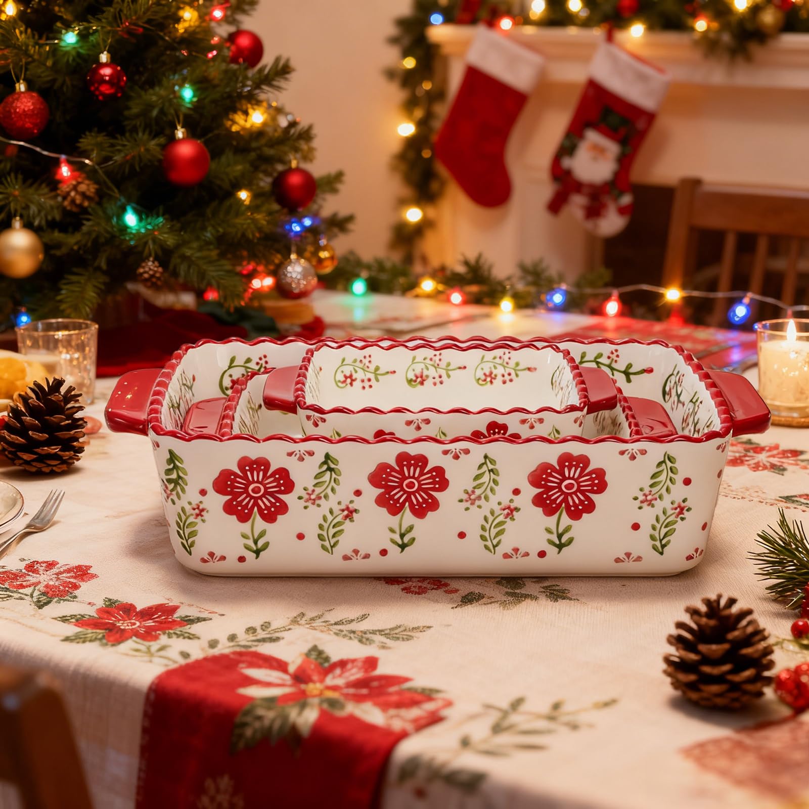 Coloch bakeware with two side handles for easy transport.