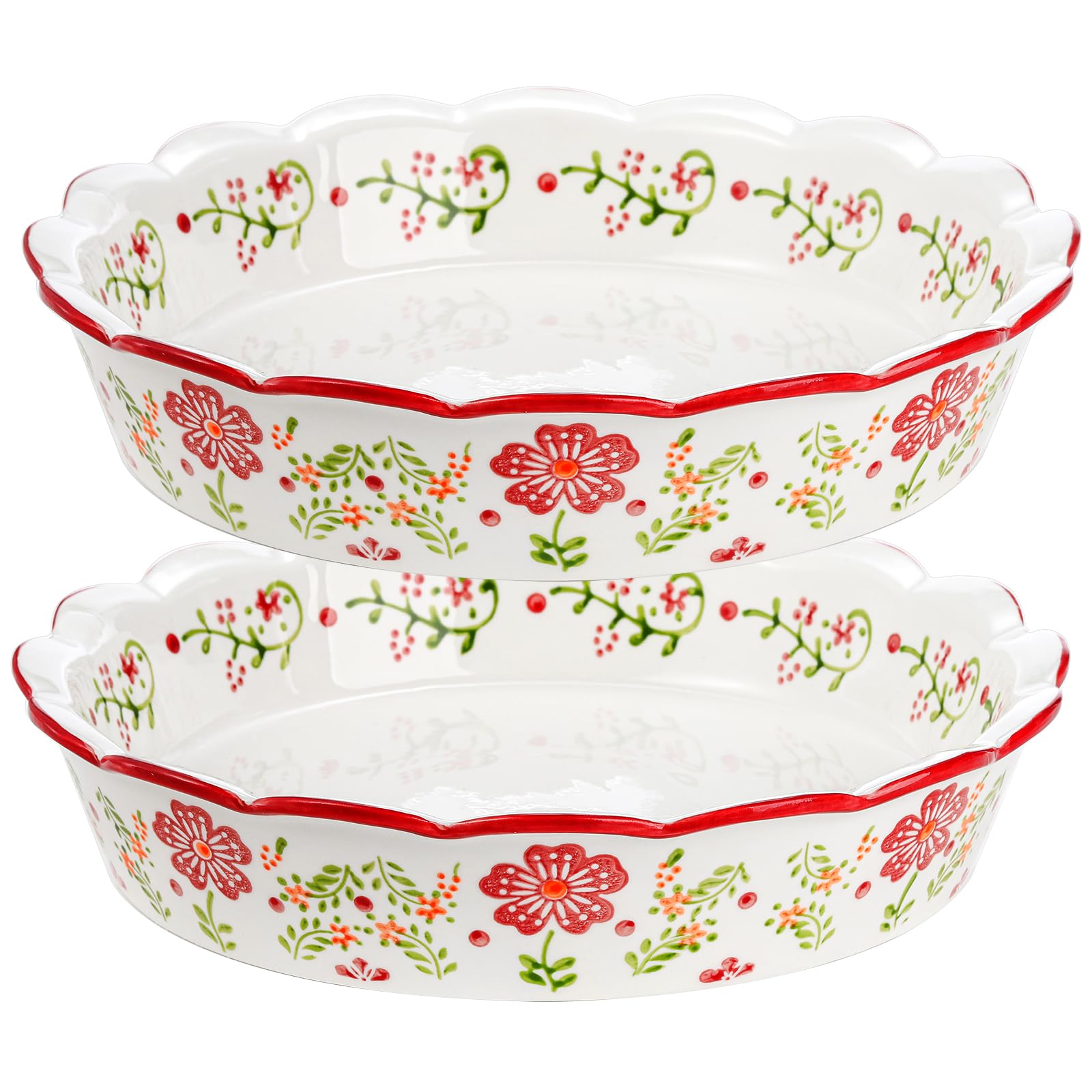 Coloch floral pie plate 9-inch with vibrant pattern for festive desserts.