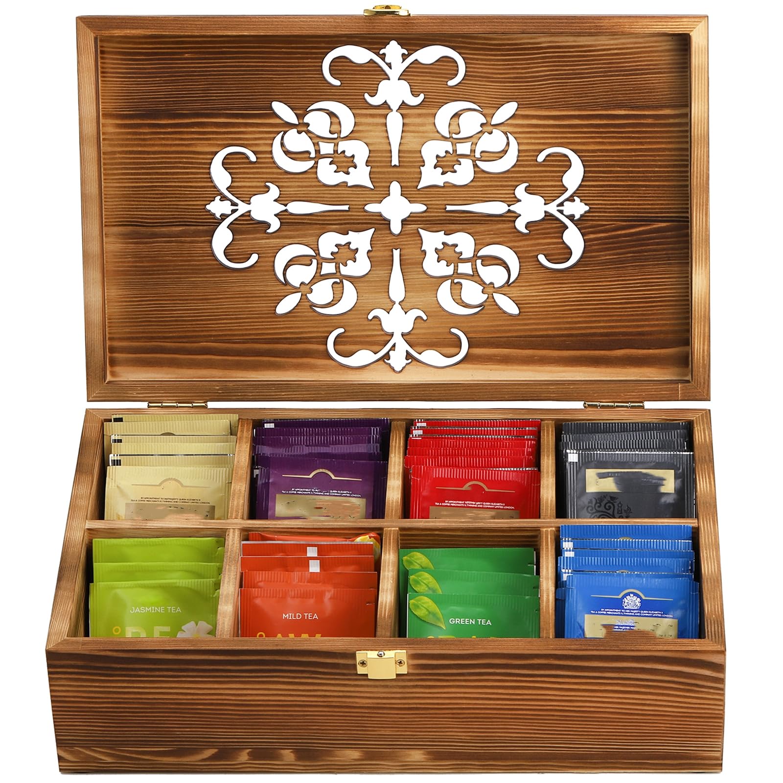 Coloch tea organizer made of sturdy pinewood for daily use