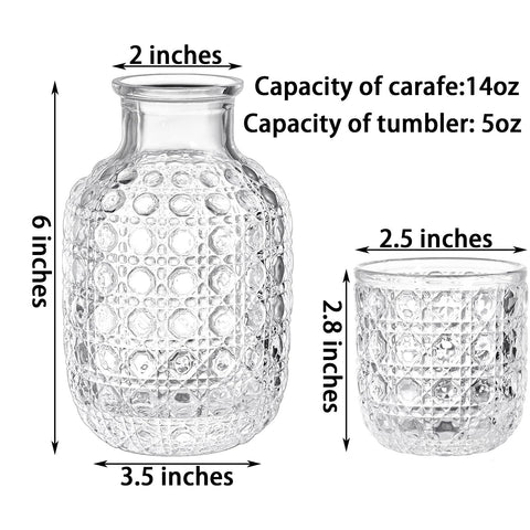 Coloch glass tumbler beside the carafe ready for a quick sip.