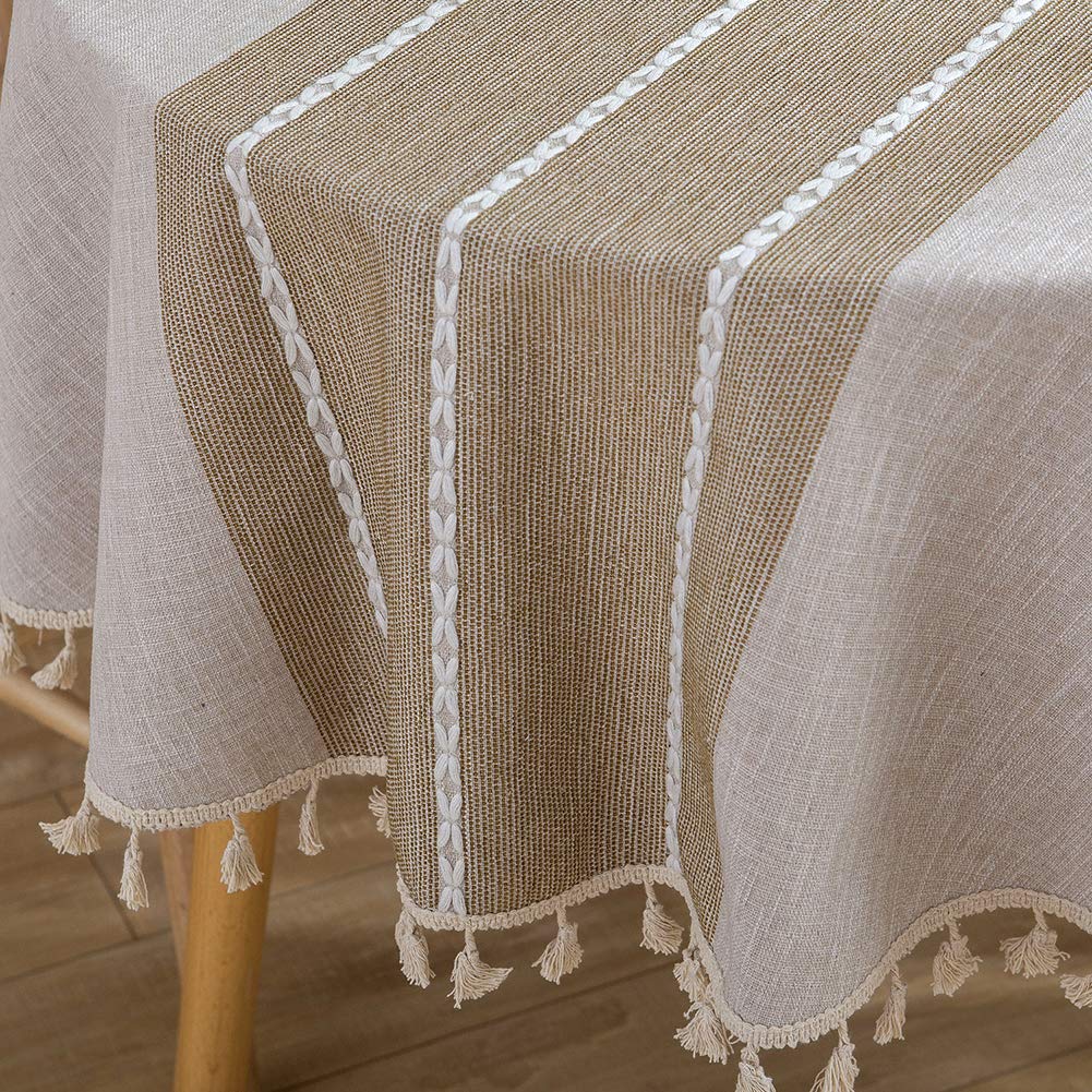 ColorBird farmhouse round tablecloth with tassel edge ideal for elegant meals