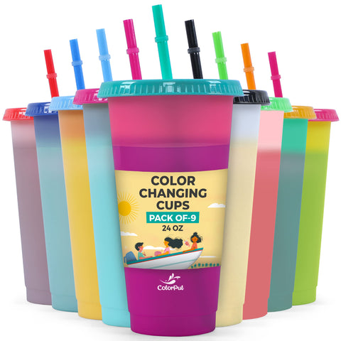 COLORPUL color-changing cups 9-pack show color shift for fun party drinks.