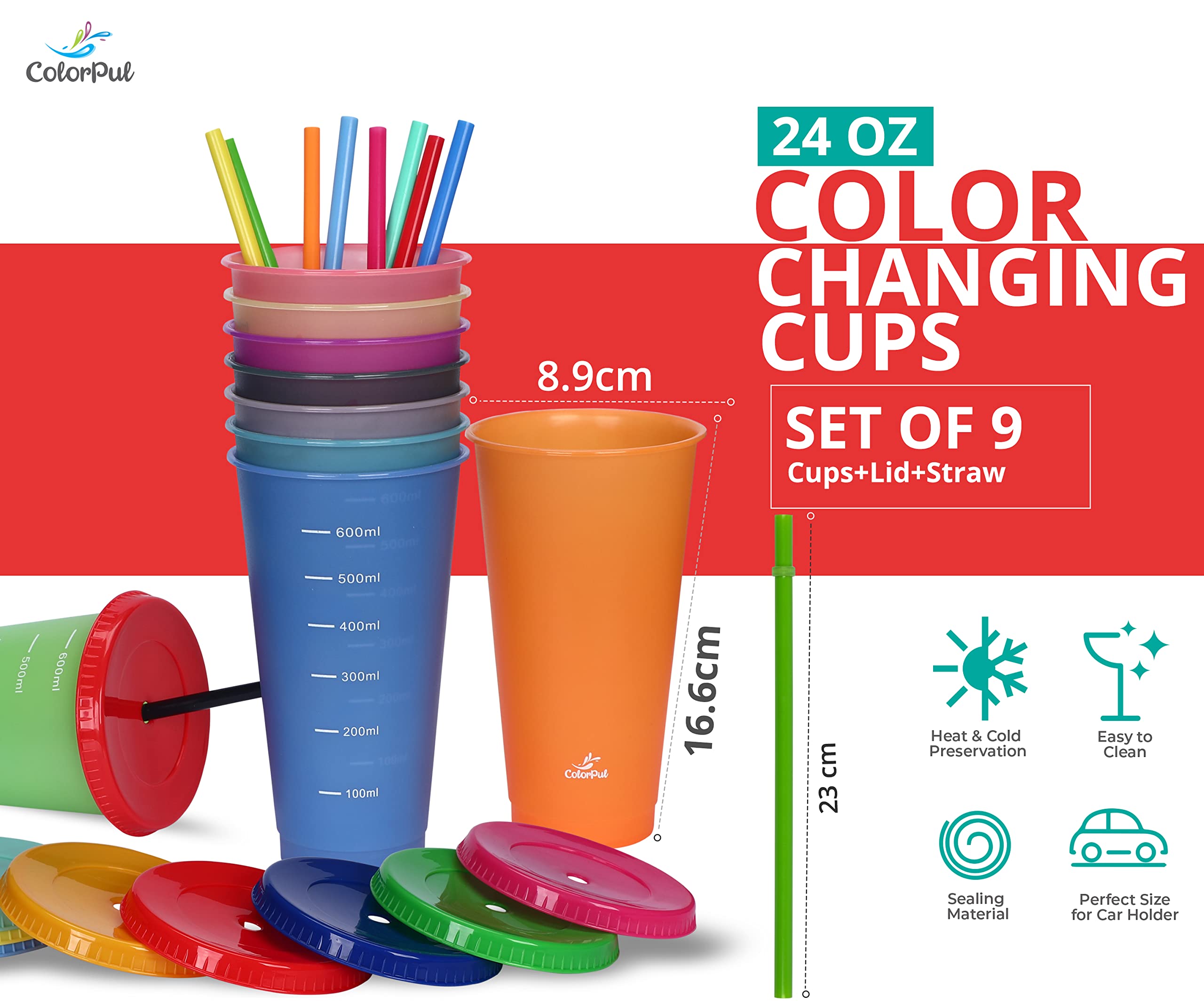 COLORPUL measuring-scale tumbler helps track liquids at a glance.