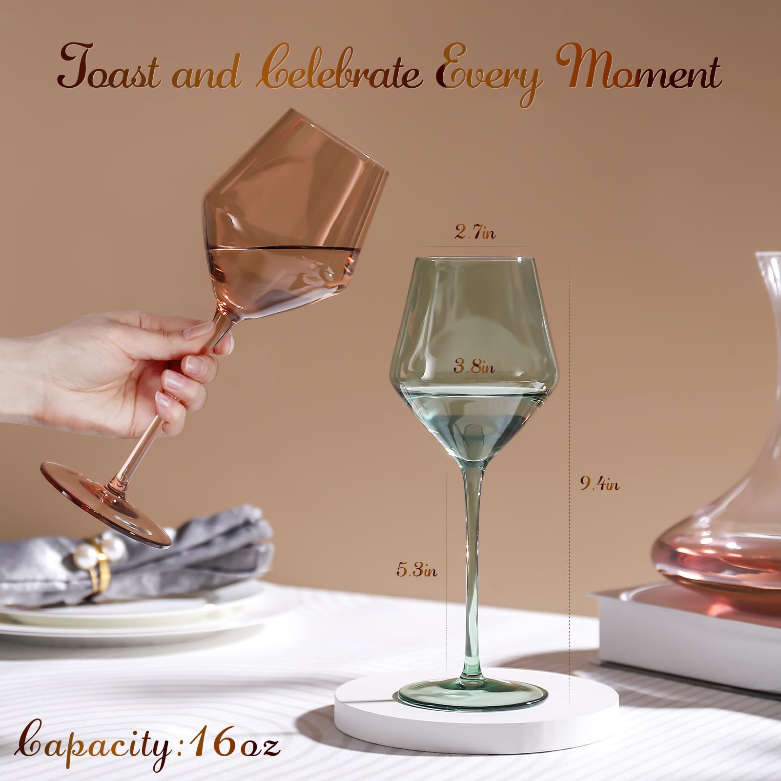 Colorsavant handblown design adds unique charm and improved pouring feel during dinner parties.