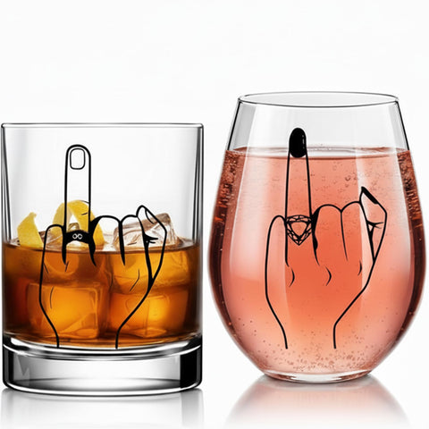 Colorsavant ring-finger wine glass for playful couple toasts