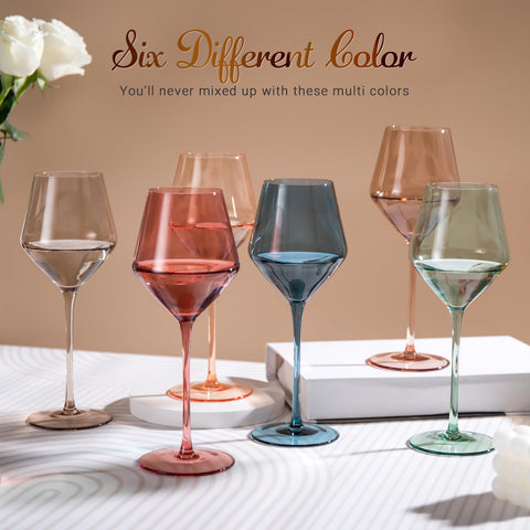 Colorsavant stemmed glasses offer a comfortable grip and elegant silhouette for red or white wines.