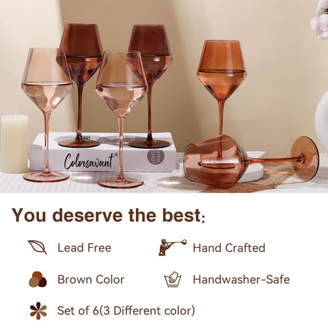 Colorsavant Venus wine glass arrangement on table, long stem keeps beverage cool.