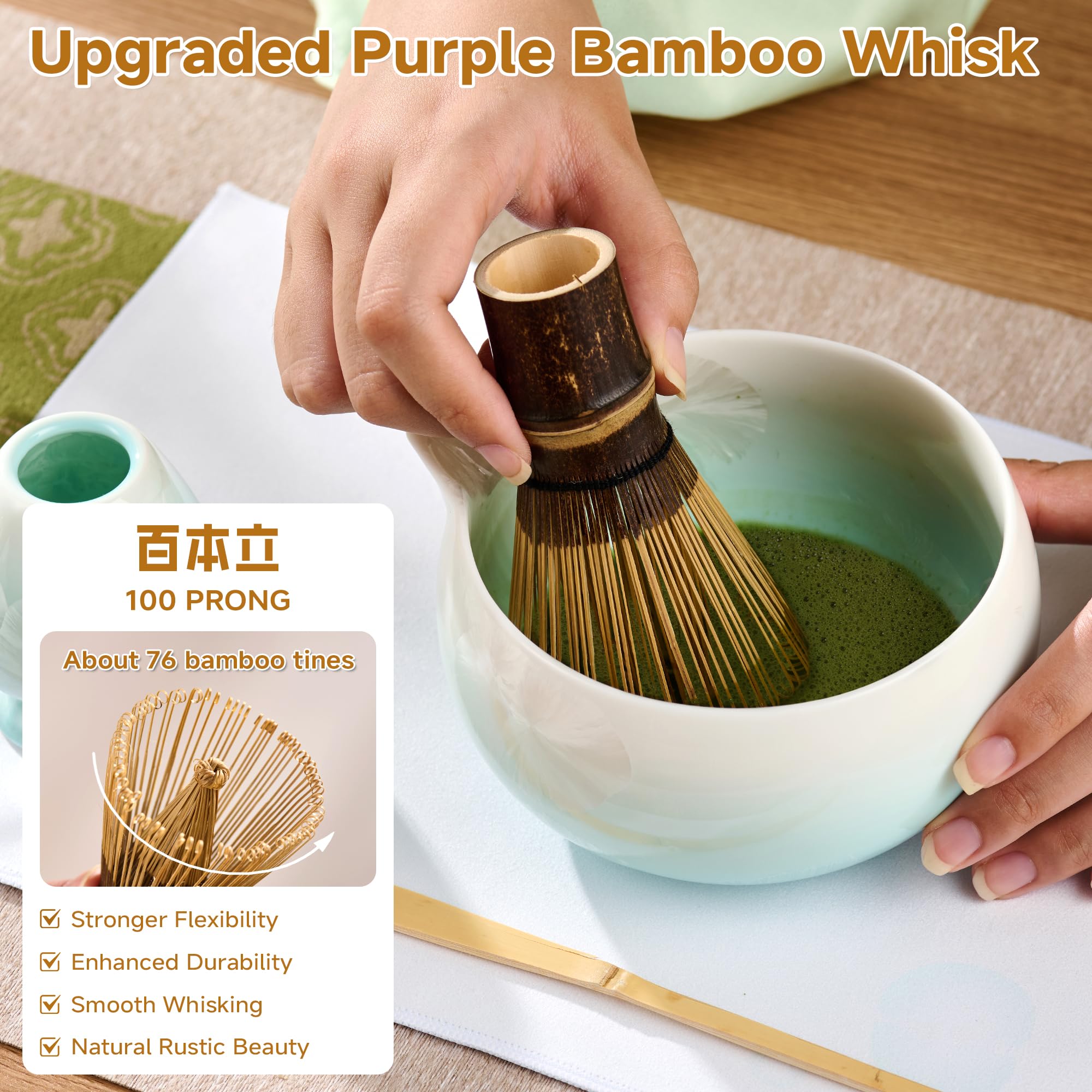 ComboJoy chashaku bamboo scoop provides precise measurement for matcha.