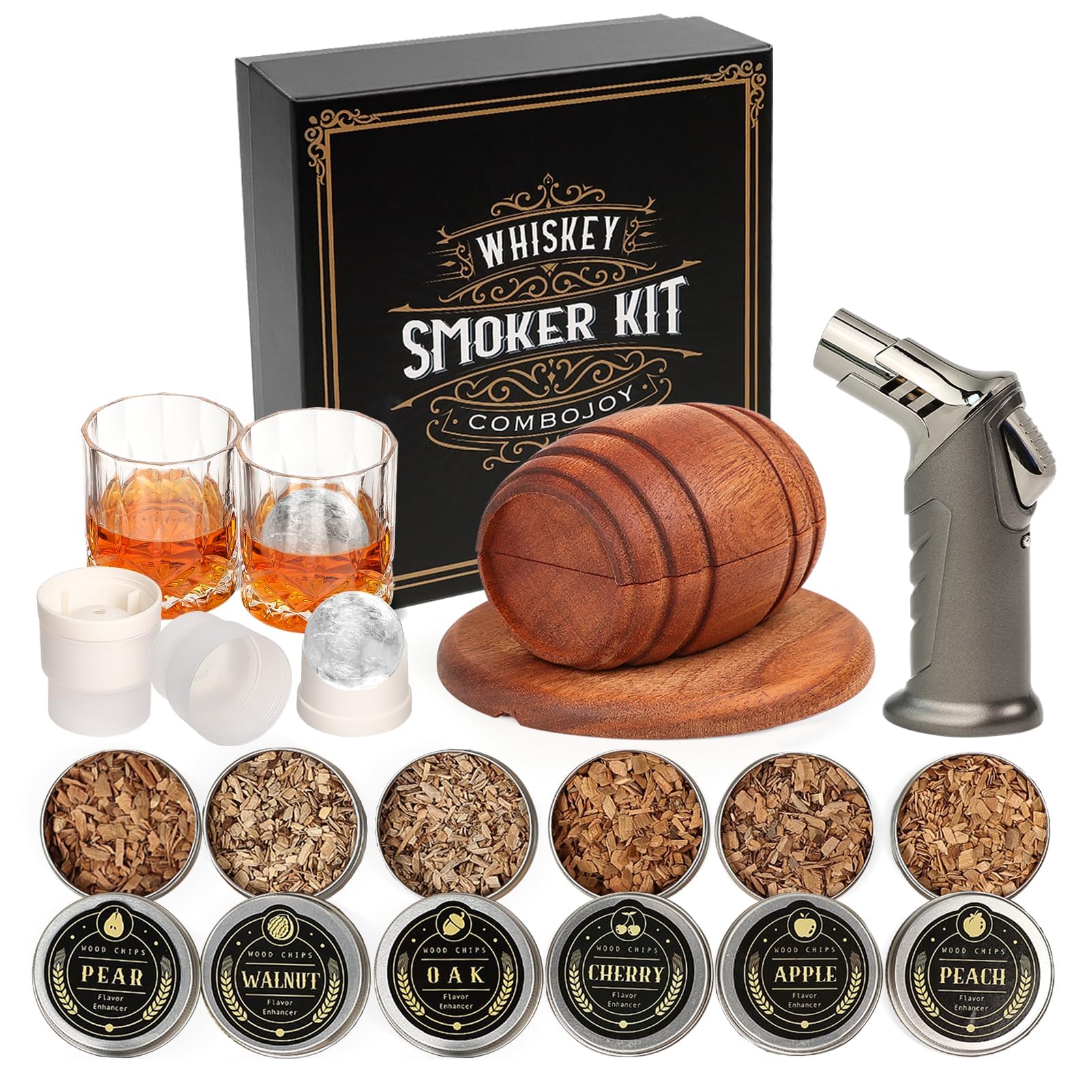 ComboJoy whiskey smoker kit torch in action—enhancing cocktails with a rich, aromatic smoke.
