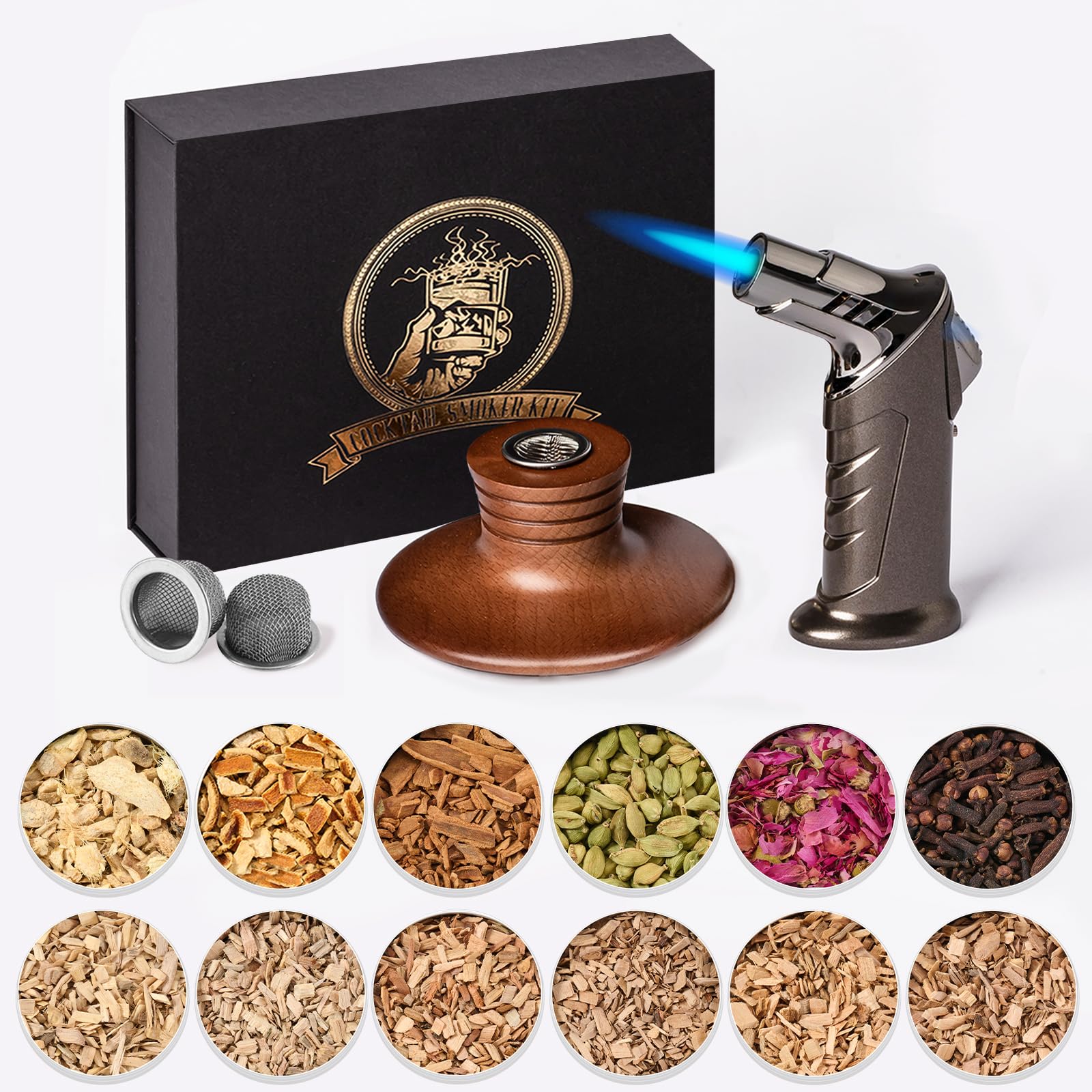 ComboJoy Whiskey Smoker Kit with Torch in action for richer cocktails