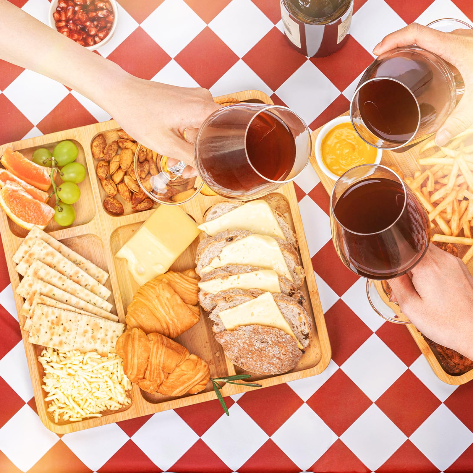 Combler charcuterie board easy clean surface resists liquids and odors.