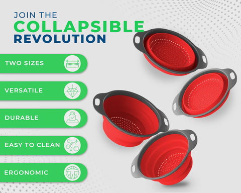 Comfify collapsible colanders folded flat for compact kitchen storage