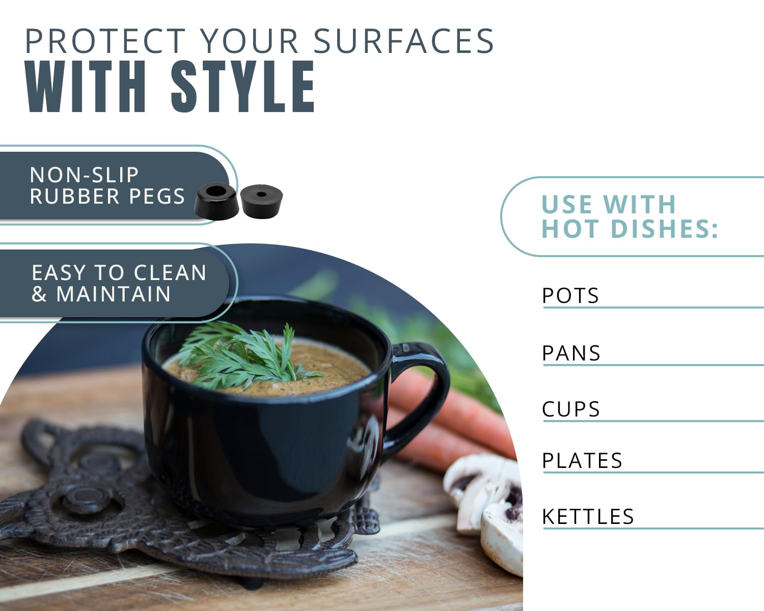 Comfify kitchen counter protector for hot dishes on a countertop.
