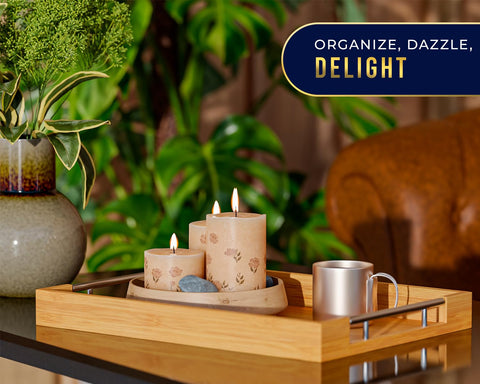 Comfify nesting bamboo trays, space-saving design for cupboards.