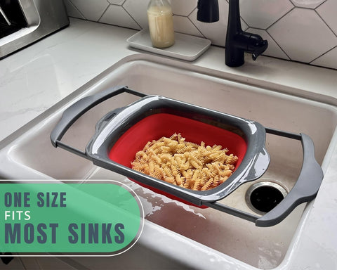 Comfify XL non-slip handles keep the strainer steady while rinsing