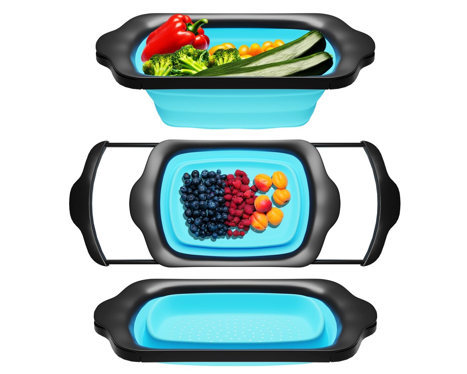 Comfify XL collapsible over-sink strainer ready for draining