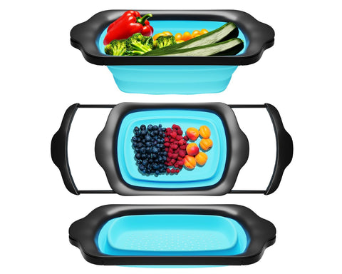 Comfify XL collapsible over-sink strainer ready for draining