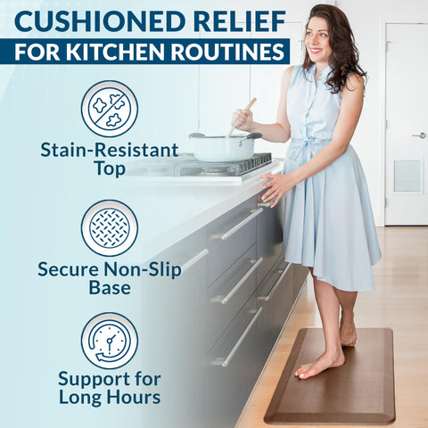 ComfiLife 20x32 beige mat suits busy kitchens and home offices.