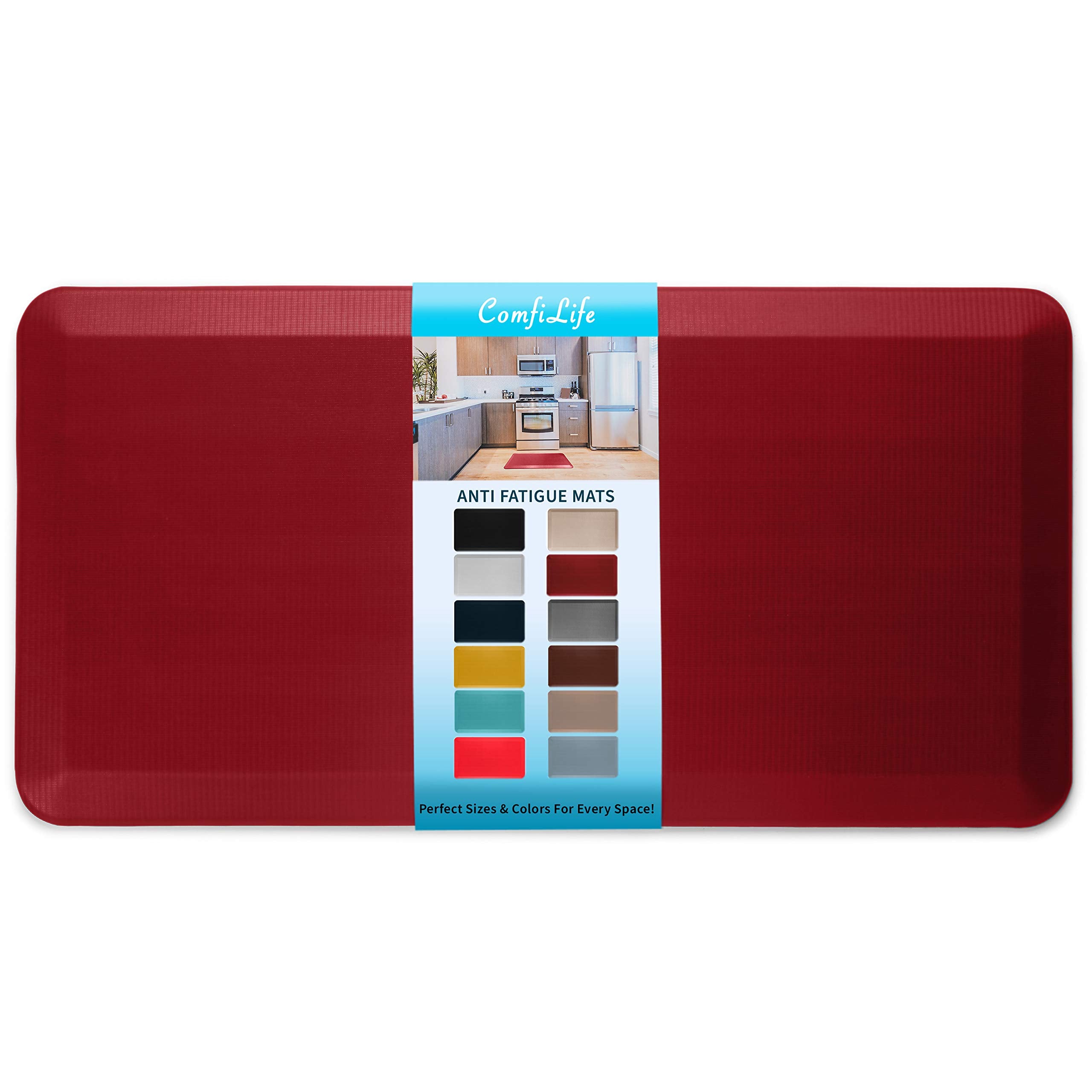 ComfiLife anti-fatigue floor mat with 3-4 inch cushioning for comfortable kitchen tasks
